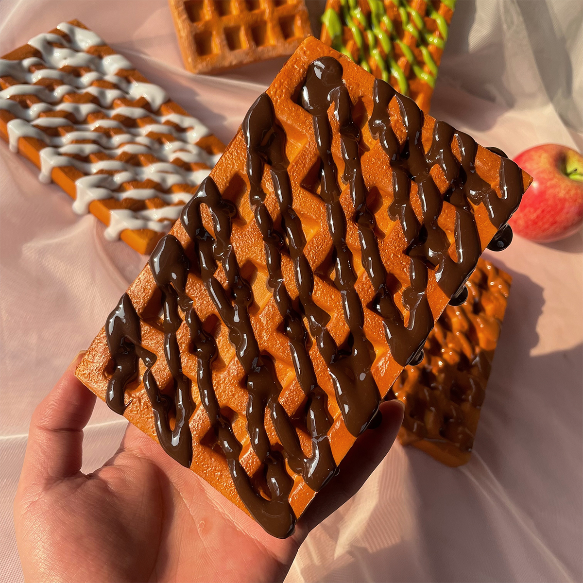 Photography Of Food - 16x10cm PU Fake Jam Waffle, Realistic