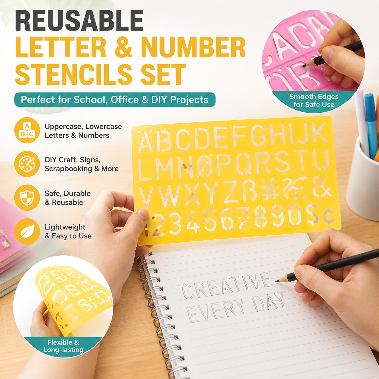 Photography Font - 4PCS Alphabet Stencils Set Letter Number