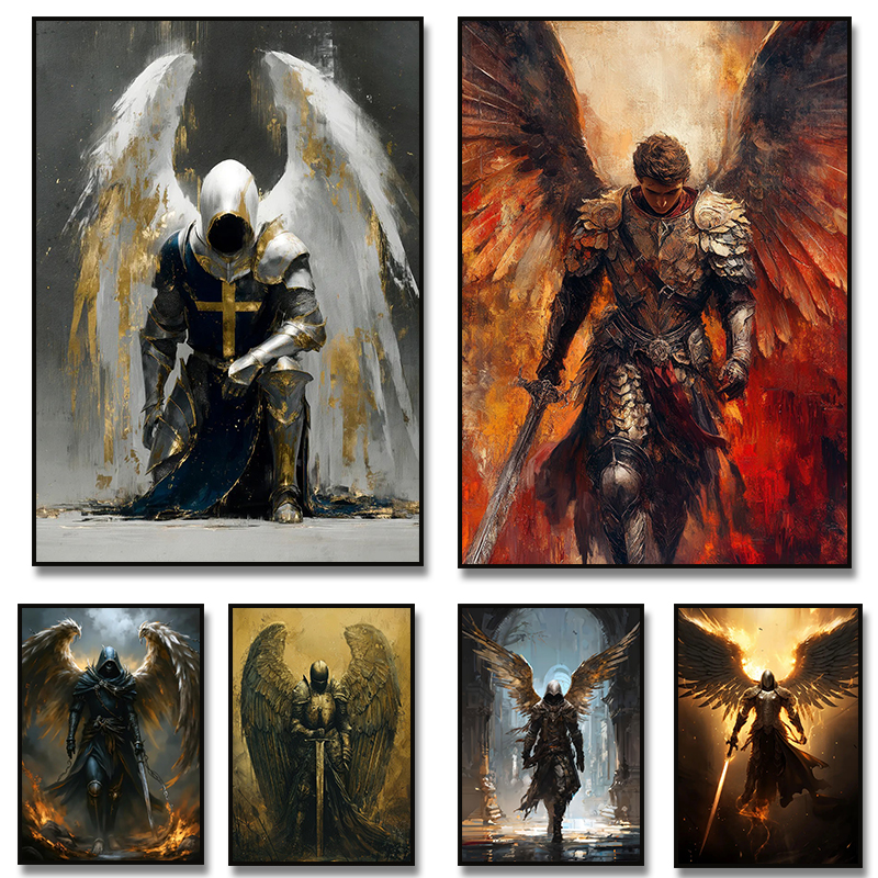 Photography Art - Angel Knight in Prayer Winged Warrior