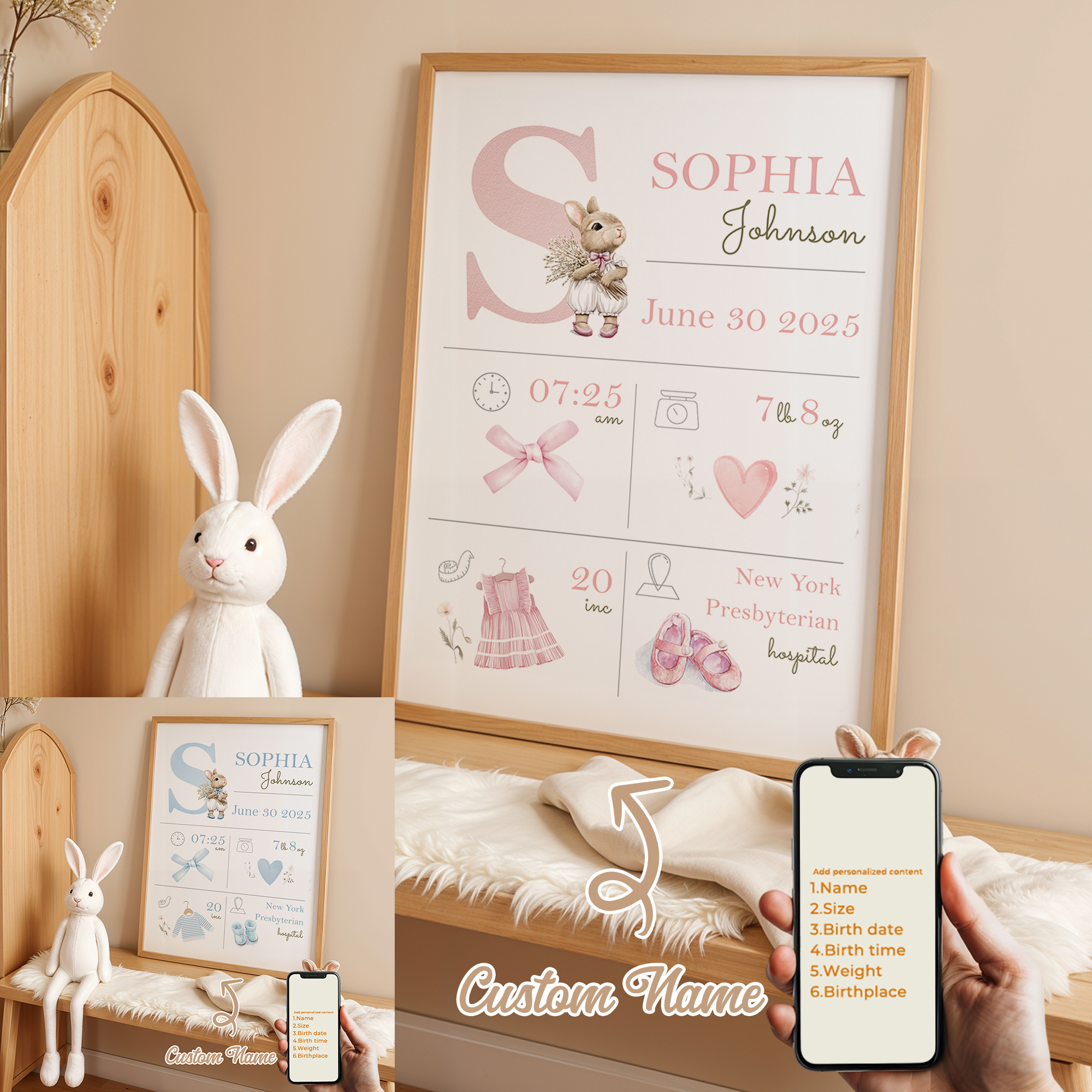 Photography Interior - Personalized Custom Name Cartoon Child Birth