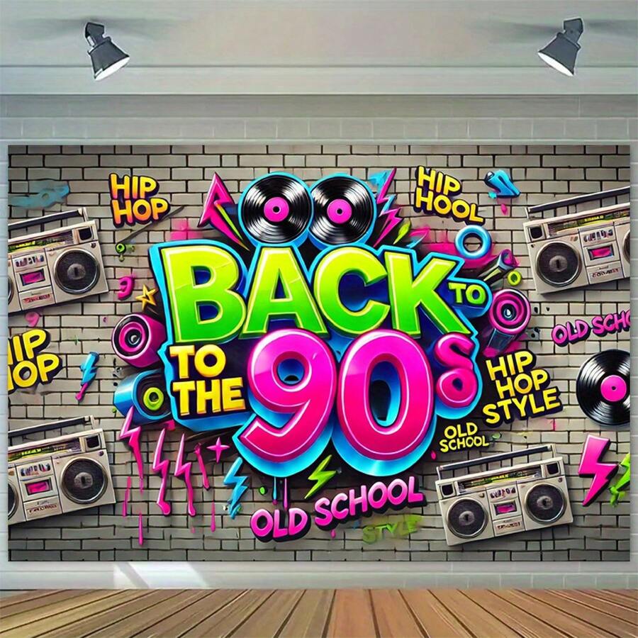Photography Font - 90s Hip Hop Backdrop Fabric Vintage