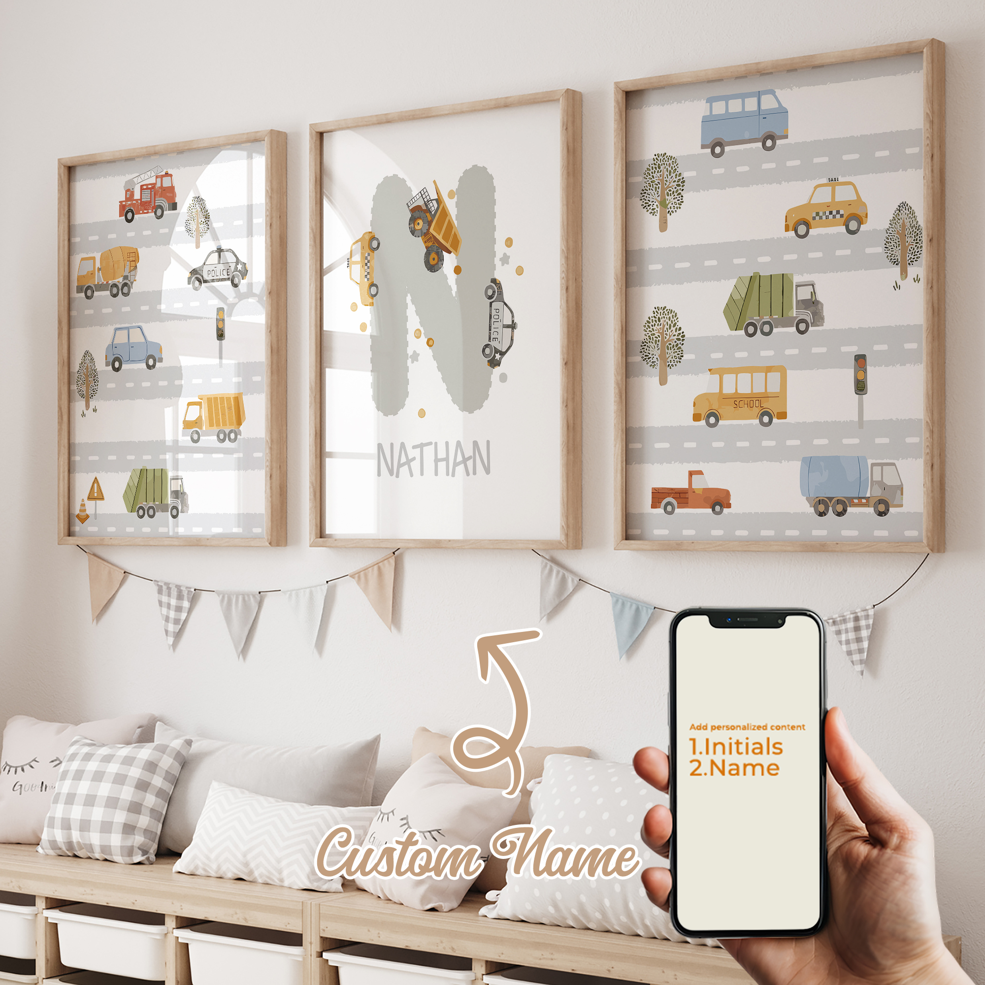 Photography Interior - 3pcs Personalized Custom Name Automobile Road