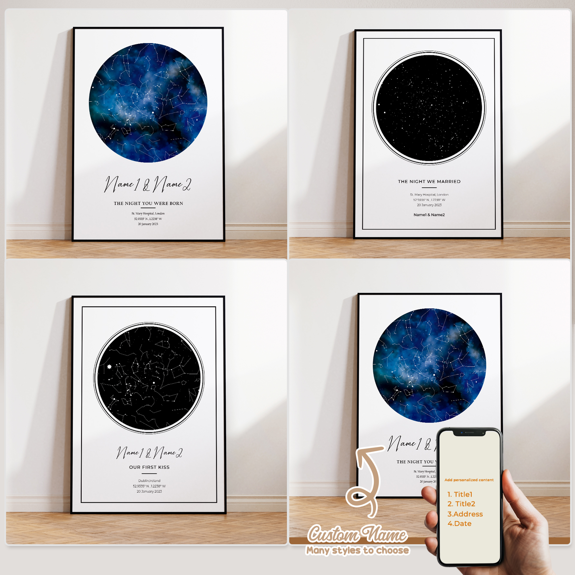 Photography Interior - Modern Custom Personalized Night Sky Star