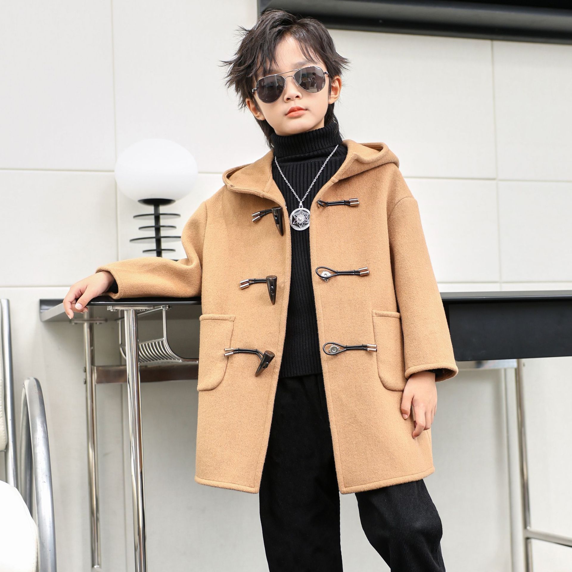 Children Winter Red Green Wool - Photography Jacket ulasan dan harga