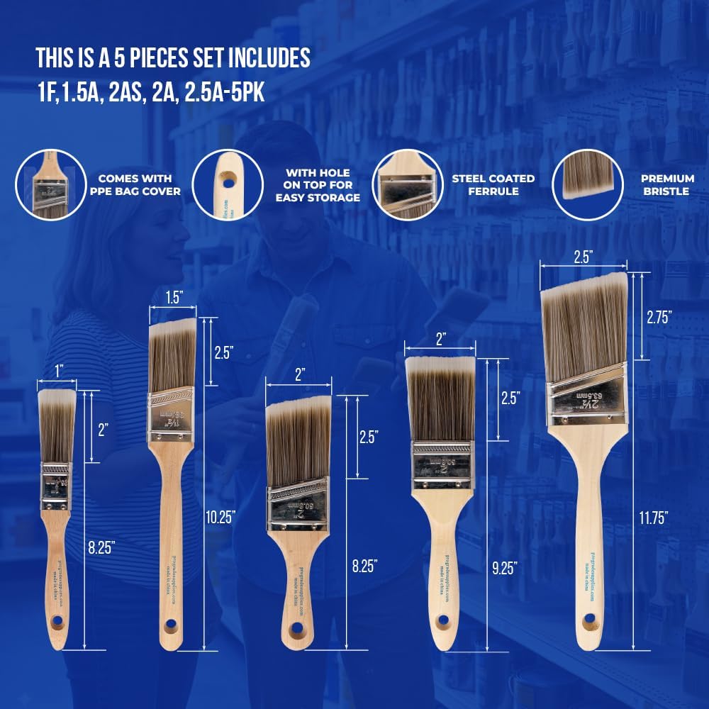 5-Piece Paint Brush Set, Flat  - Photography Angle ulasan dan harga