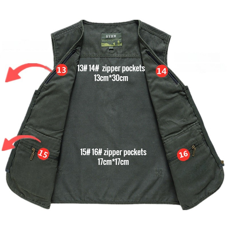 Multi Pocket Men's Vest Zipper - Photography Jacket ulasan dan harga
