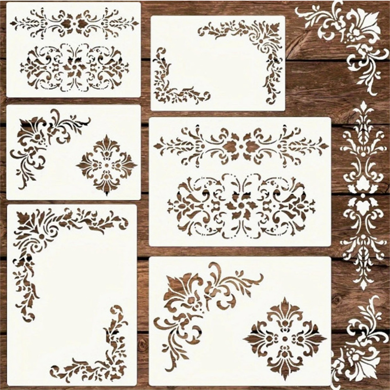 6Pcs Floral Corner Stencils fo - Photography Angle ulasan dan harga