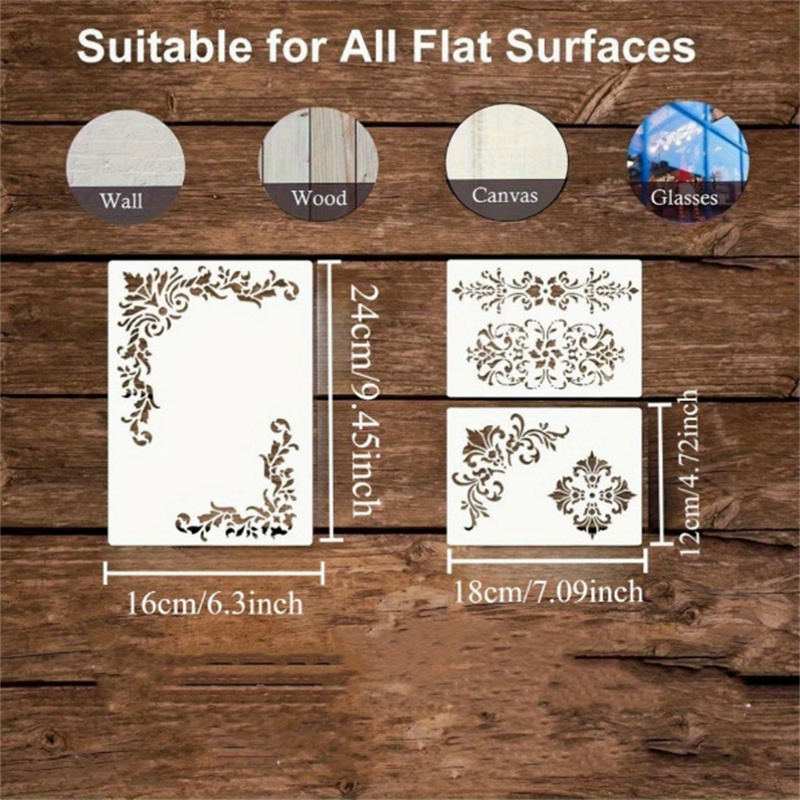 6Pcs Floral Corner Stencils fo - Photography Angle ulasan dan harga