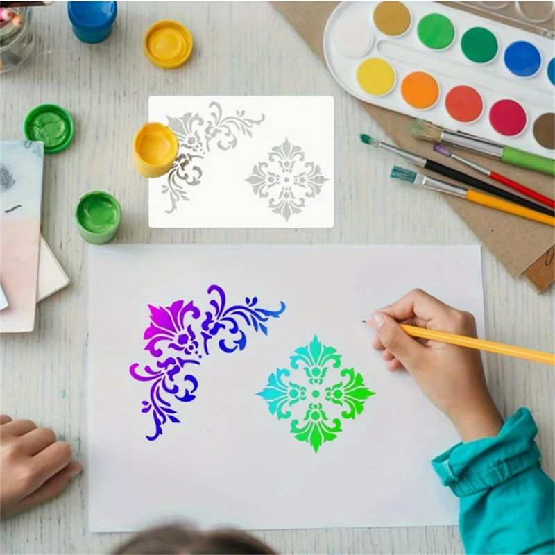6Pcs Floral Corner Stencils fo - Photography Angle ulasan dan harga