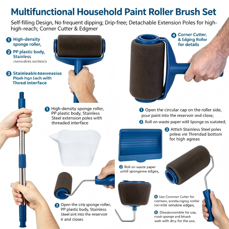 Ergonomic Paint Roller & Brush - Photography Angle ulasan dan harga