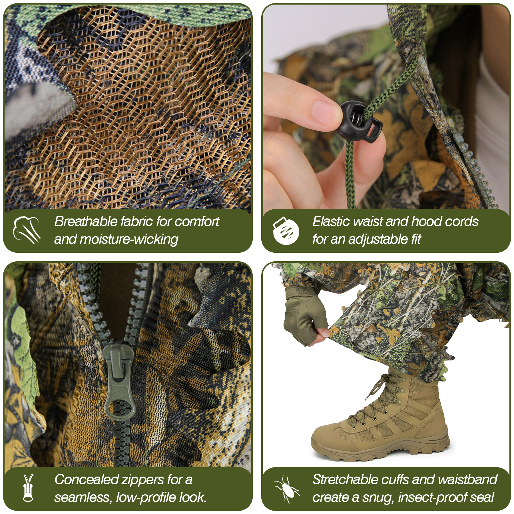 3D Camo Leaf Ghillie Suit Brea - Photography Training ulasan dan harga