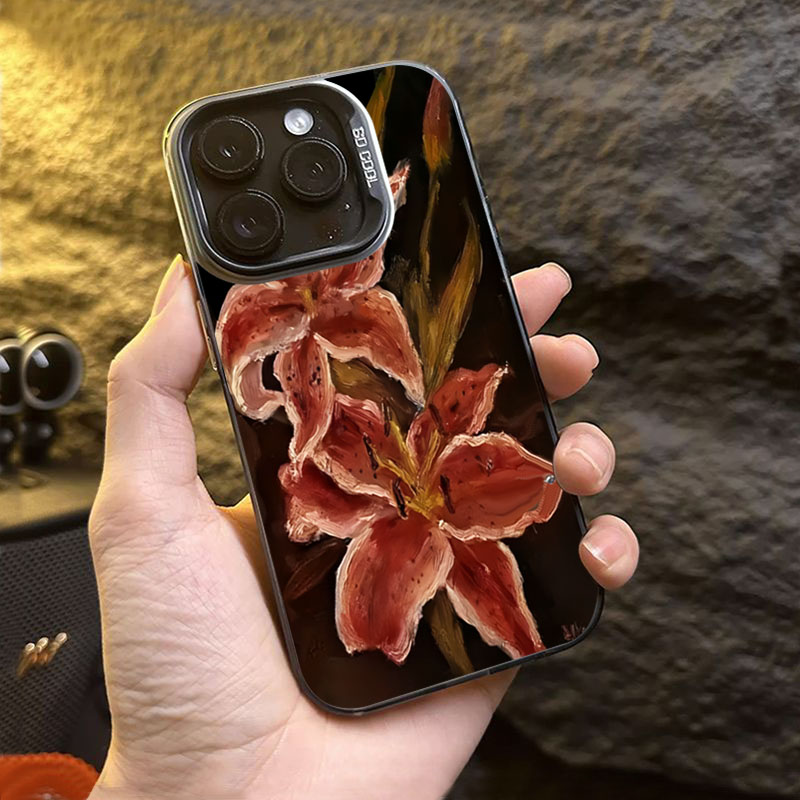 Oil Painting Lily Flower Retro - Photography Art ulasan dan harga