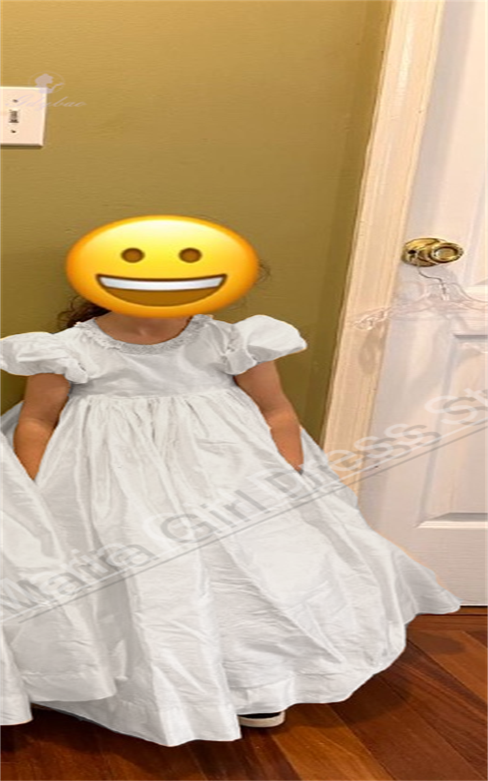 White Satin Elegant Girls Dres - Photography Contest ulasan dan harga