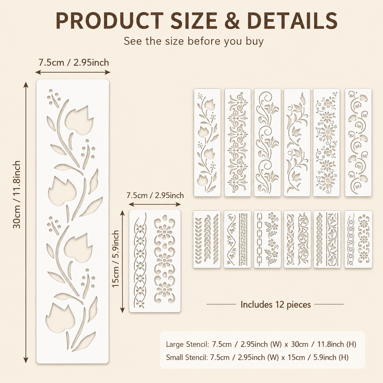 12Pcs 2.95x11.8in Floral Borde - Photography Angle ulasan dan harga